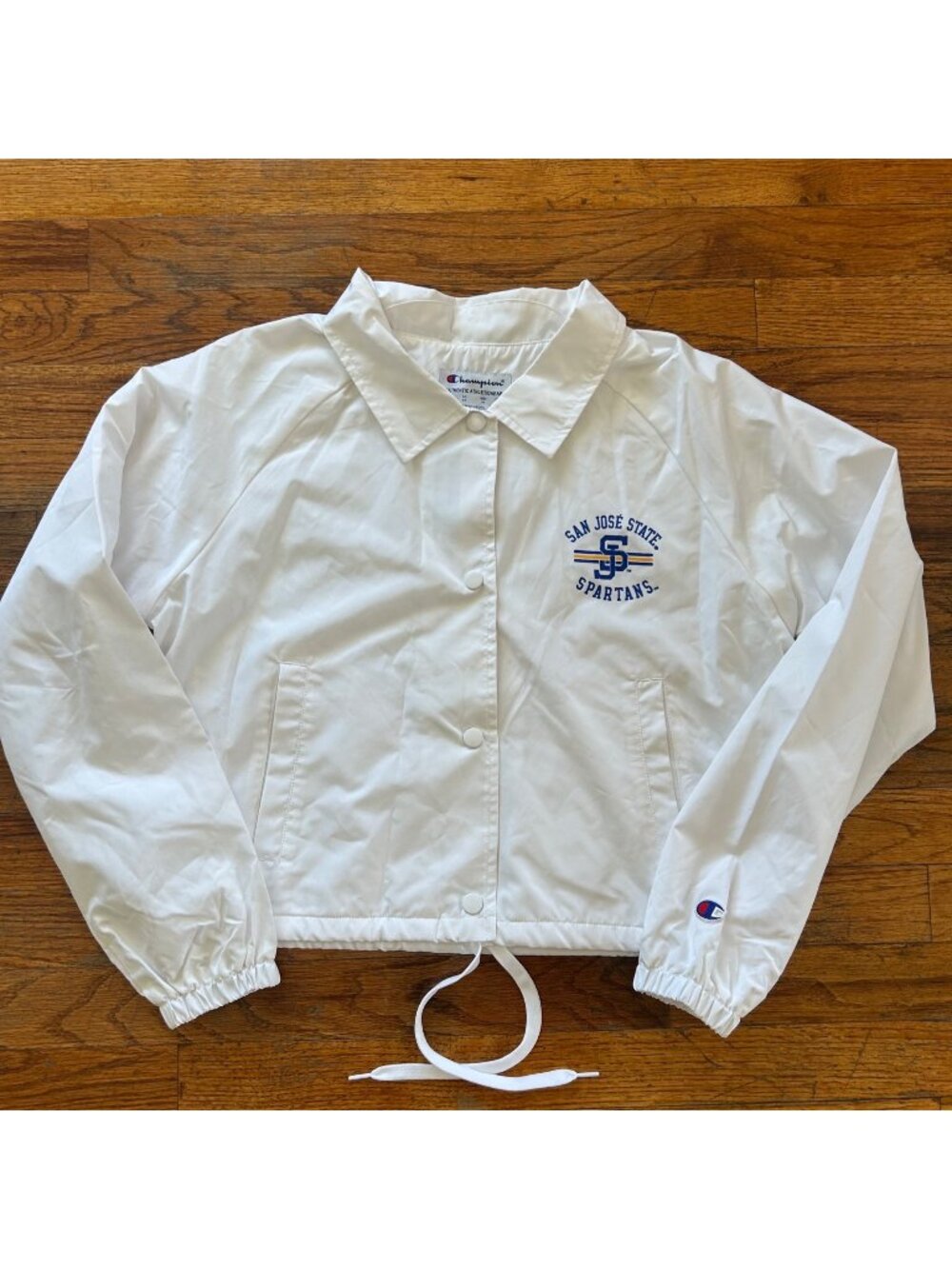 NWT Y2K Deadstock San Jose Spartans White Snap-Front Jacket Windbreaker Sz Small